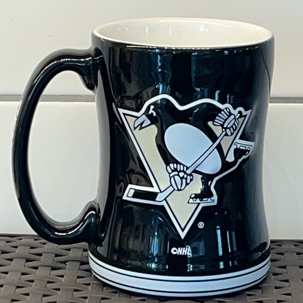 NHL Pittsburgh Penguins Raised Logo Black Mug by Boelter Brands